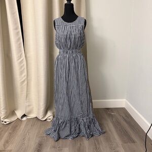 Draper James Black and White Check Maxi Dress 100% Cotton